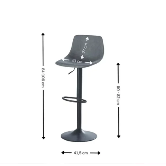 Scaun bar Polo, șezut ergonomic, bază cromată, suport picioare integrat, 93-115 cm, Gri picture - 3