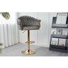 Scaun bar Pretty, tapițerie catifea luxoasă, reglaj înălțime, bază metalică aurie, 45x49x103 cm, Gri picture - 1