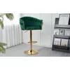 Scaun bar Pretty, tapițerie catifea luxoasă, reglaj înălțime, bază metalică aurie, 45x49x103 cm, Verde picture - 1