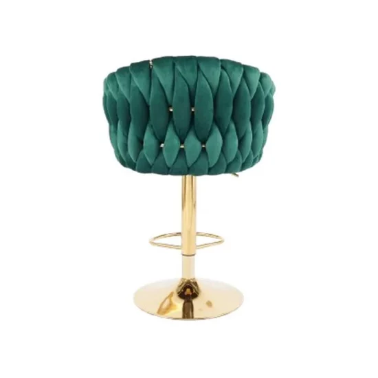 Scaun bar Pretty, tapițerie catifea luxoasă, reglaj înălțime, bază metalică aurie, 45x49x103 cm, Verde picture - 3