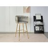 Scaun bar Sun, design rafinat, tapițerie catifea premium, picioare metalice aurii, 53x55x102 cm, Gri picture - 1