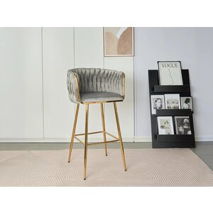 Scaun Bar SUN Gri & Picioare Aurii 53cm x 55cm x 102cm