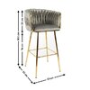 Scaun bar Sun, design rafinat, tapițerie catifea premium, picioare metalice aurii, 53x55x102 cm, Gri picture - 2