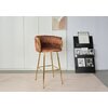 Scaun bar Sun, design rafinat, tapițerie catifea premium, picioare metalice aurii, 53x55x102 cm, Maro picture - 1