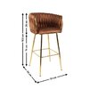 Scaun bar Sun, design rafinat, tapițerie catifea premium, picioare metalice aurii, 53x55x102 cm, Maro picture - 2
