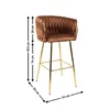 Scaun bar Sun, design rafinat, tapițerie catifea premium, picioare metalice aurii, 53x55x102 cm, Maro picture - 2