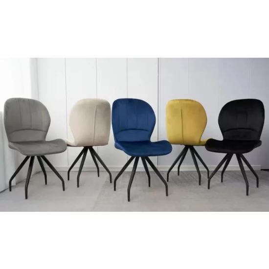 Scaun Criss, stil contemporan, tapițerie catifea moale, picioare metalice, 58x50x88 cm, Albastru picture - 4