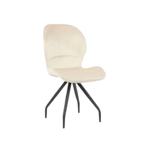 Scaun Criss, stil contemporan, tapițerie catifea moale, picioare metalice, 58x50x88 cm, Bej