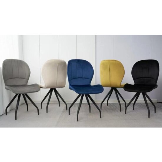 Scaun Criss, stil contemporan, tapițerie catifea moale, picioare metalice, 58x50x88 cm, Bej picture - 3