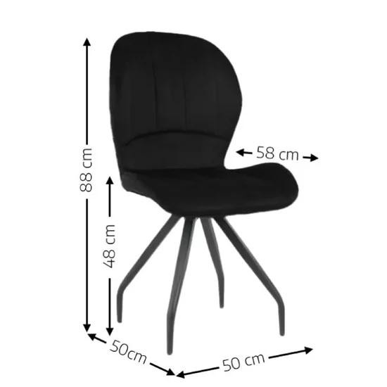 Scaun Criss, stil contemporan, tapițerie catifea moale, picioare metalice, 58x50x88 cm, Negru picture - 2