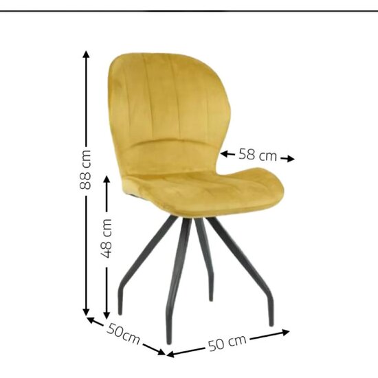 Scaun Criss, stil contemporan, tapițerie catifea moale, picioare metalice, 58x50x88 cm, Galben picture - 2