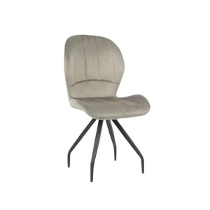 Scaun Criss, stil contemporan, tapițerie catifea moale, picioare metalice, 58x50x88 cm, Gri