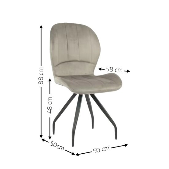 Scaun Criss, stil contemporan, tapițerie catifea moale, picioare metalice, 58x50x88 cm, Gri picture - 3
