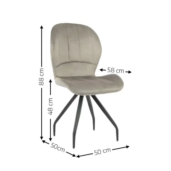 Scaun Criss, stil contemporan, tapițerie catifea moale, picioare metalice, 58x50x88 cm, Gri picture - 3