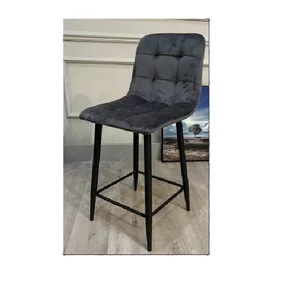 Scaun de bar Velvet, catifea premium cu structură metalică, 45x47x88 cm, gri