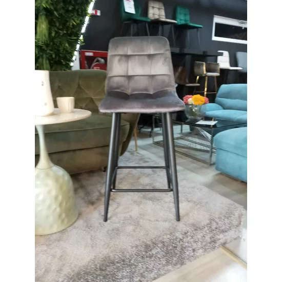 Scaun de bar Velvet, catifea premium cu structură metalică, 45x47x88 cm, gri picture - 3