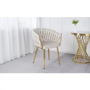 Scaun Frozen, tapițat catifea, picioare aurii, 50x60x80 cm, bej