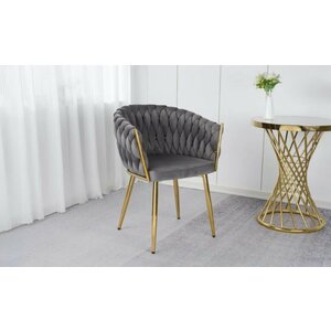 Scaun Frozen Gri cu Picioare Aurii 50cm x 60cm x 80cm