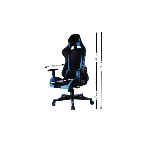 Scaun gaming Orlando, cu suport lombar, reglaj pe înălțime și mânere, albastru-negru picture - 2