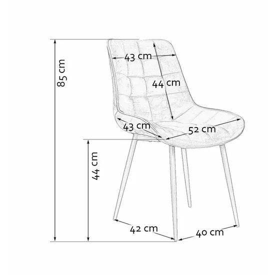 Scaun Ironny, design elegant cu tapițerie din catifea și picioare metalice, 52x43x85 cm, culori disponibile gri, bej, verde picture - 12