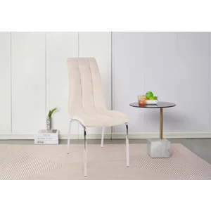 Scaun Lora, design modern, tapițerie catifea premium, picioare aluminiu, 58x42x103 cm, Bej