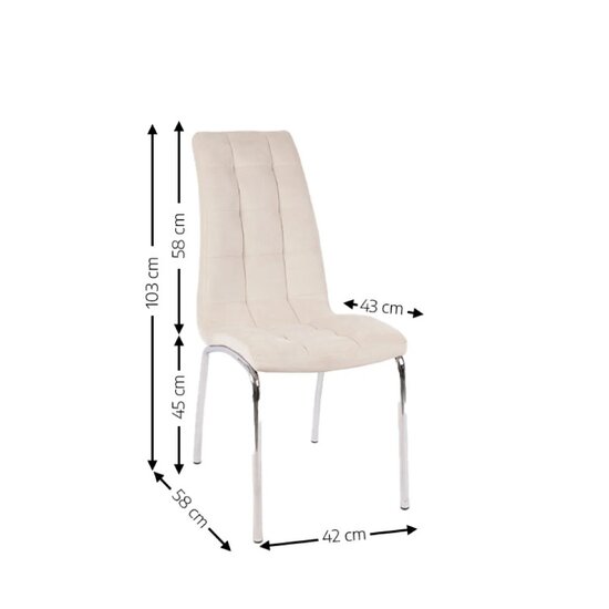 Scaun Lora, design modern, tapițerie catifea premium, picioare aluminiu, 58x42x103 cm, Bej picture - 2