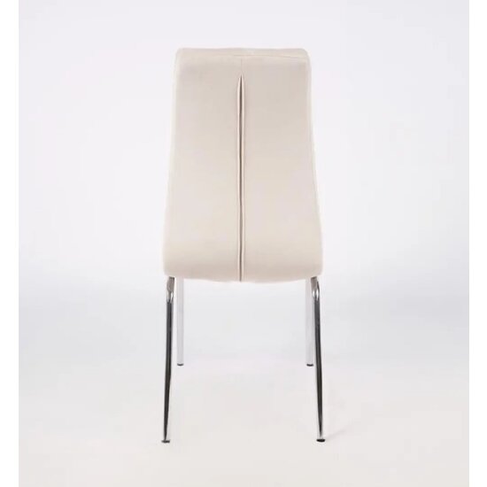 Scaun Lora, design modern, tapițerie catifea premium, picioare aluminiu, 58x42x103 cm, Bej picture - 3