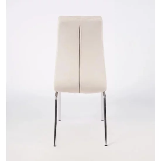 Scaun Lora, design modern, tapițerie catifea premium, picioare aluminiu, 58x42x103 cm, Bej picture - 3