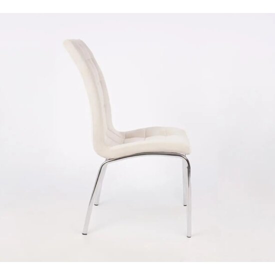 Scaun Lora, design modern, tapițerie catifea premium, picioare aluminiu, 58x42x103 cm, Bej picture - 4