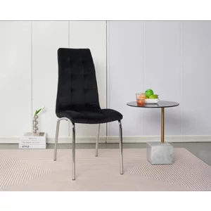 Scaun Lora, design modern, tapițerie catifea premium, picioare aluminiu, 58x42x103 cm, Negru