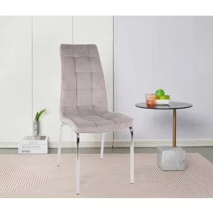 Scaun Lora, design modern, tapițerie catifea premium, picioare aluminiu, 58x42x103 cm, Gri