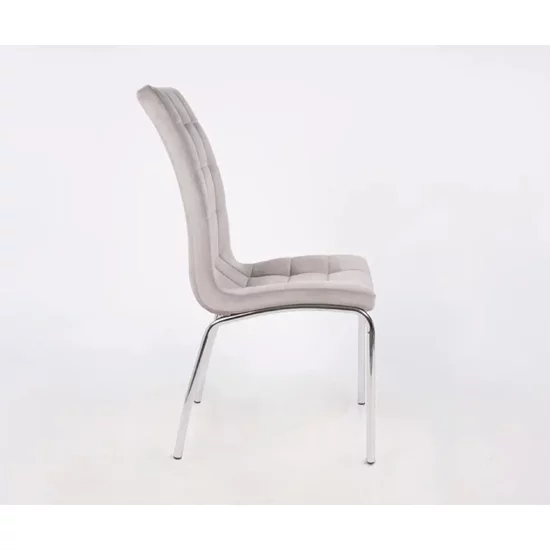 Scaun Lora, design modern, tapițerie catifea premium, picioare aluminiu, 58x42x103 cm, Gri picture - 3