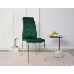 Scaun Lora, design modern, tapițerie catifea premium, picioare aluminiu, 58x42x103 cm, Verde