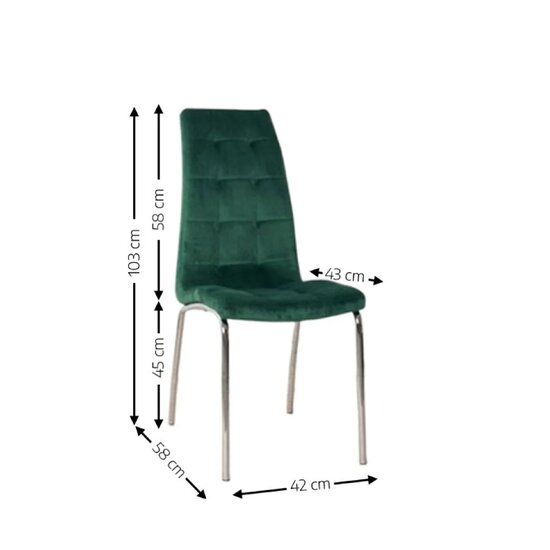 Scaun Lora, design modern, tapițerie catifea premium, picioare aluminiu, 58x42x103 cm, Verde picture - 2