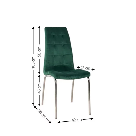 Scaun Lora, design modern, tapițerie catifea premium, picioare aluminiu, 58x42x103 cm, Verde picture - 2