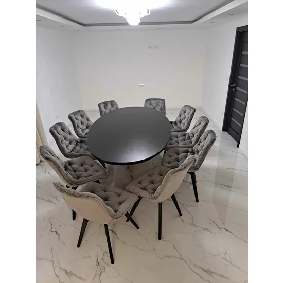 Scaun Matty, modern și ergonomic cu tapițerie din catifea și picioare metalice, 50x40x84 cm, culori disponibile gri, verde, negru, bej picture - 18