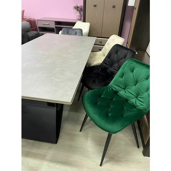 Scaun Matty, modern și ergonomic cu tapițerie din catifea și picioare metalice, 50x40x84 cm, culori disponibile gri, verde, negru, bej picture - 19