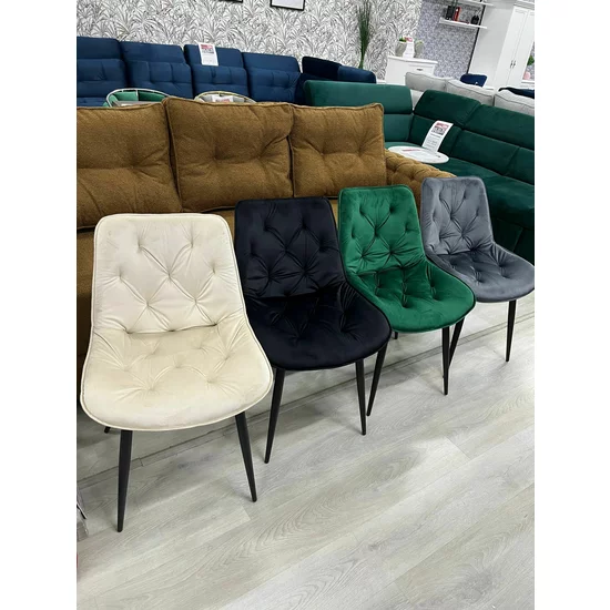Scaun Matty, modern și ergonomic cu tapițerie din catifea și picioare metalice, 50x40x84 cm, culori disponibile gri, verde, negru, bej picture - 20