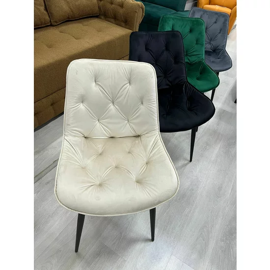 Scaun Matty, modern și ergonomic cu tapițerie din catifea și picioare metalice, 50x40x84 cm, culori disponibile gri, verde, negru, bej picture - 21
