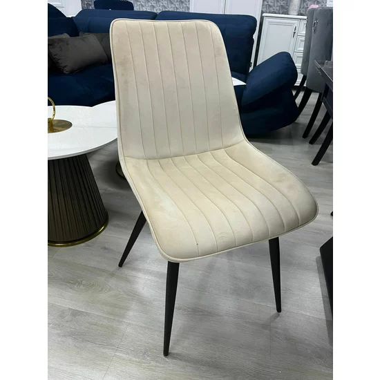 Scaun tapițat Amaral, confort sporit și design elegant, tapițerie catifelată, 47x42x88 cm, bej picture - 9