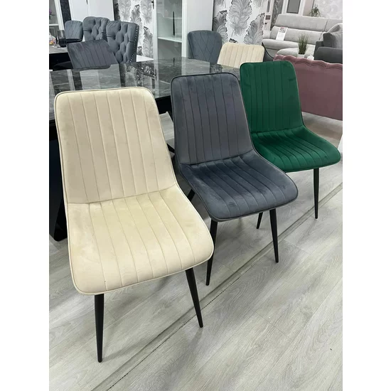 Scaun tapițat Amaral, confort sporit și design elegant, tapițerie catifelată, 47x42x88 cm, bej picture - 12