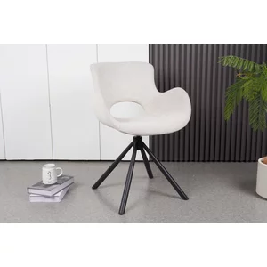 Scaun Tilio, design ergonomic, spătar curbat, tapițerie catifea premium, 81x59x58 cm, Alb