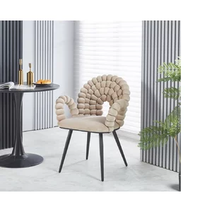 Scaun Tuffy, tapițerie stofă premium, cadru lemn masiv, 98x62x58 cm, Bej