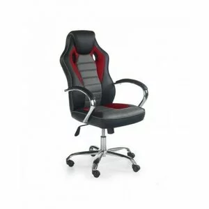 Scaun Scroll directorial, mecanism TILT, piele ecologică premium, 61x48x109-119 cm, negru/roșu/gri