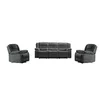 Set canapea recliner Relax 3+1+1, canapea și două fotolii cu funcție de relaxare, tapițerie catifelată, gri picture - 1