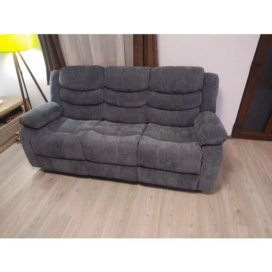 Set canapea recliner Relax 3+1+1, canapea și două fotolii cu funcție de relaxare, tapițerie catifelată, gri picture - 7