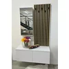 Set Cuier Rebeca, design modern cu riflaj decorativ, spații multiple de depozitare, PAL melaminat, 101x37x200 cm, Alb cu Stejar picture - 5