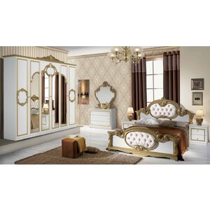 Set Dormitor Barocco Bianco Gold 6A 160