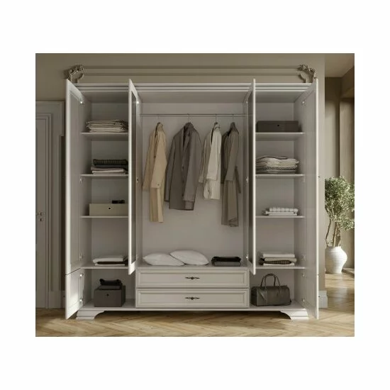 Dormitor Idento, Set Mobilier Clasic, PAL și MDF, 160x200 cm, Alb Alpin picture - 6