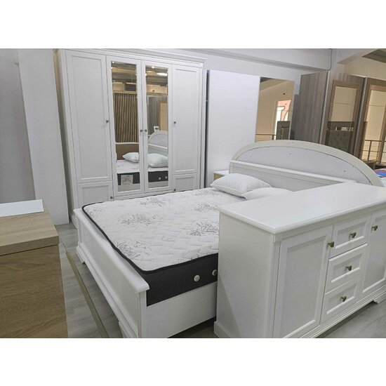 Set dormitor Kleo, design clasic, MDF și PAL melaminat, pat 160x200 cm, alb picture - 7